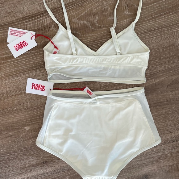 Solid and Striped Two Piece White Mesh Retro Bikini (top and bottom) NWT - Picture 9 of 11